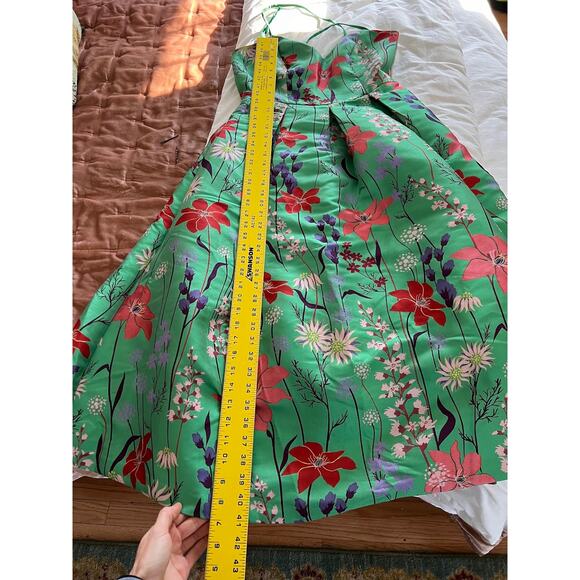 Eliza J Green Floral Spaghetti Strap Fit & Flare Dress - Picture 16 of 16